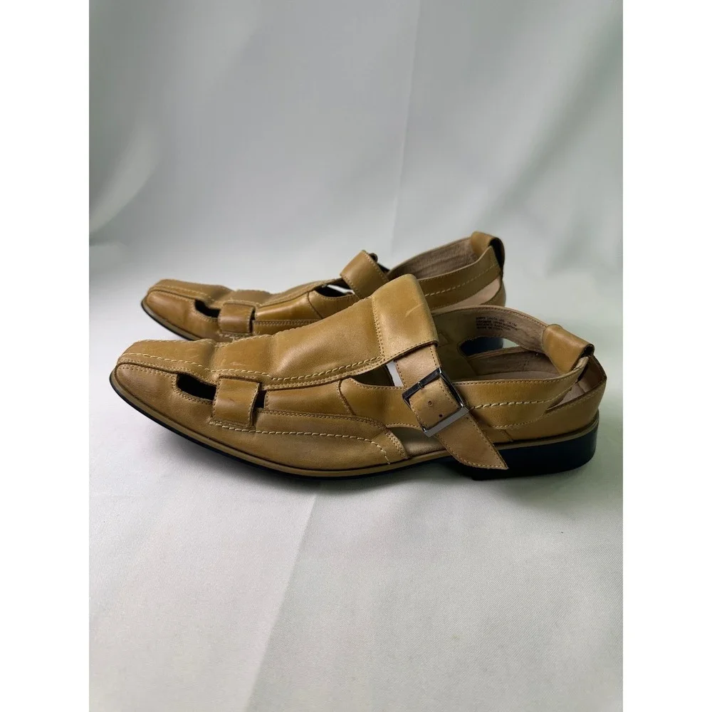 STACY ADAMS Men's‎ 10.5 M Tan Leather Fisherman Buckle Sandals 24658